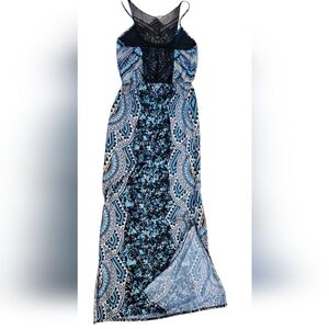 Vanity Blue and Black Spaghetti Strap Maxi Dress